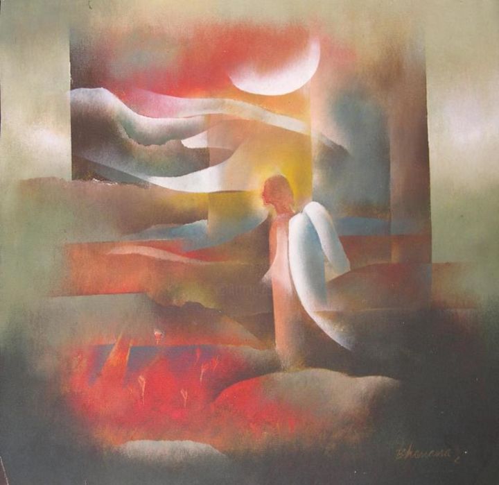 Pintura titulada "Angel1" por Bhawana Choudhary Chandra, Obra de arte original, Oleo