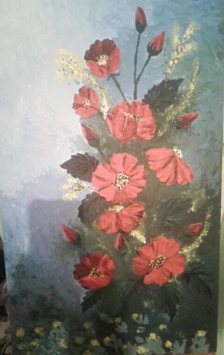 Peinture intitulée "Vie" par Hadda Mdaini, Œuvre d'art originale,