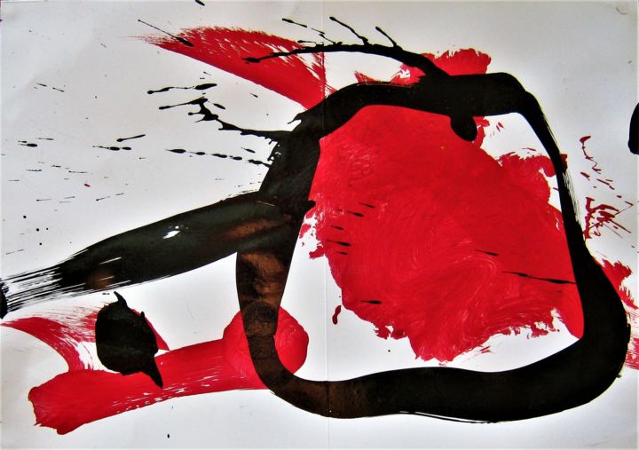 Peinture intitulée "Black and red - The…" par Bianca Biji, Œuvre d'art originale, Acrylique