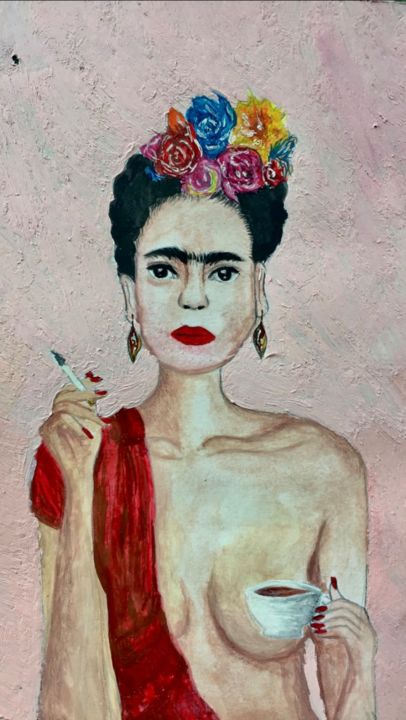 Pintura intitulada "Frida Kahlo" por Bianca Cotea, Obras de arte originais, Óleo