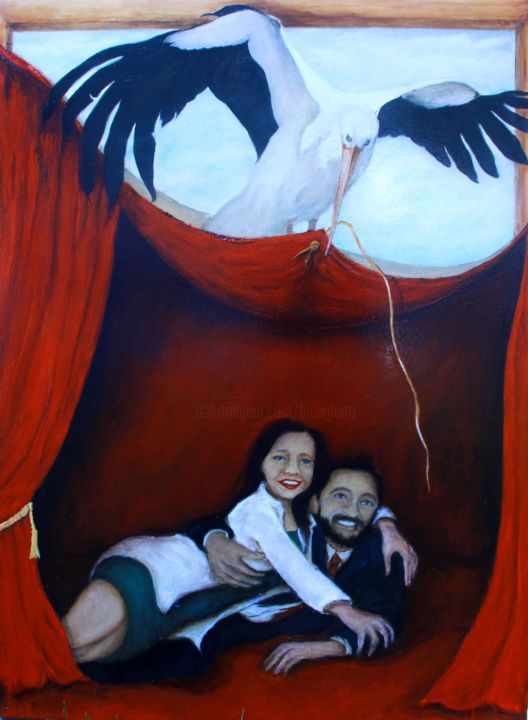 Peinture intitulée "La levée du rideau." par Robert Blanchette, Œuvre d'art originale, Huile