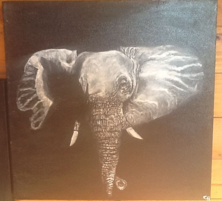 Peinture intitulée "Éléphant" par Ca, Œuvre d'art originale, Acrylique