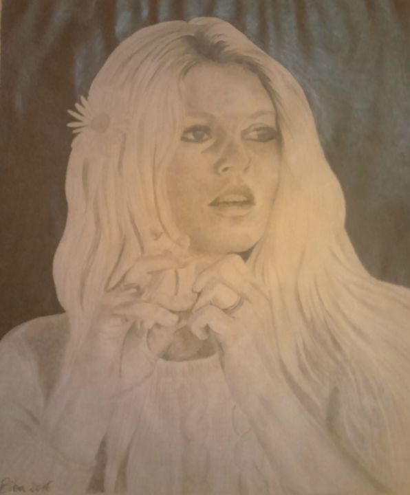 Disegno intitolato "Brigitte Bardot" da Biba, Opera d'arte originale, Matita