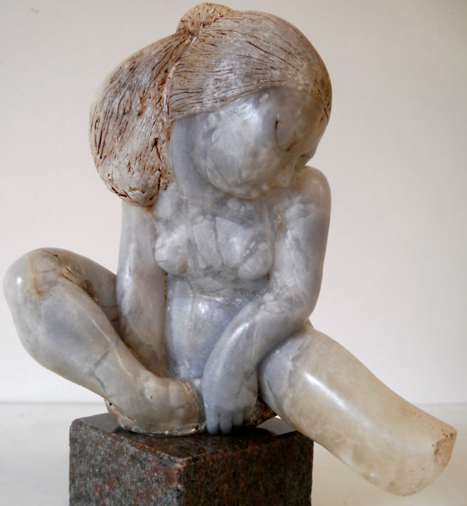 Sculpture intitulée "Mélancolie" par Anna Bova, Œuvre d'art originale, Pierre