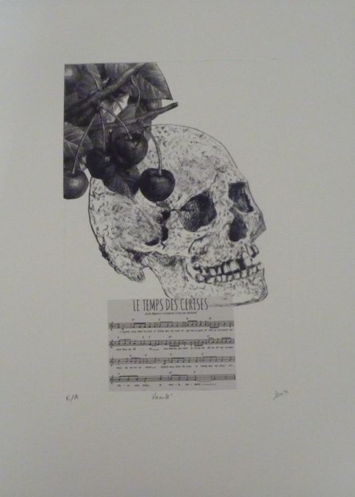 Εκτυπώσεις & Χαρακτικά με τίτλο "Vanité : le temps d…" από Brigitte Bibard-Guillon, Αυθεντικά έργα τέχνης, Χαρακτική