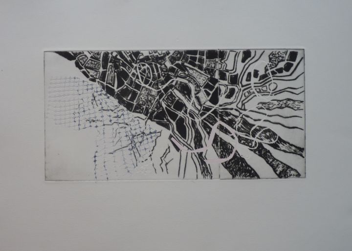 Gravures & estampes intitulée "Itinéraire 2" par Brigitte Bibard-Guillon, Œuvre d'art originale, Gravure