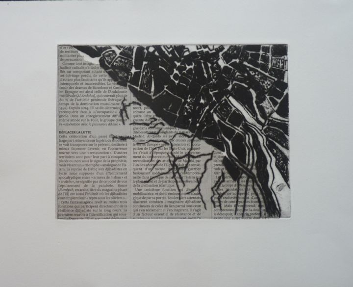 Εκτυπώσεις & Χαρακτικά με τίτλο "Itinéraire 9" από Brigitte Bibard-Guillon, Αυθεντικά έργα τέχνης, Χαρακτική