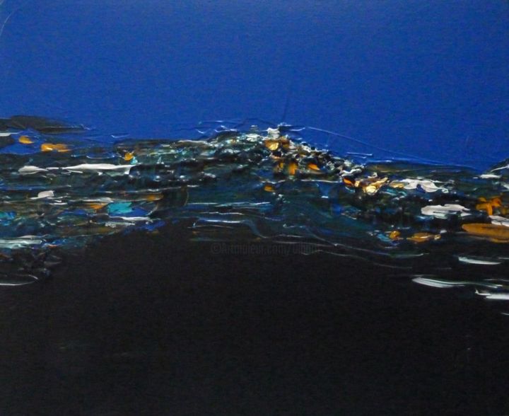 Peinture intitulée "Paysage nocturne" par Brigitte Bibard-Guillon, Œuvre d'art originale, Acrylique
