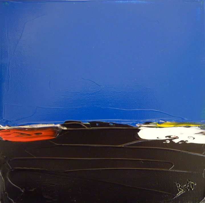 Painting titled "carré bleu 1" by Brigitte Bibard-Guillon, Original Artwork, Acrylic
