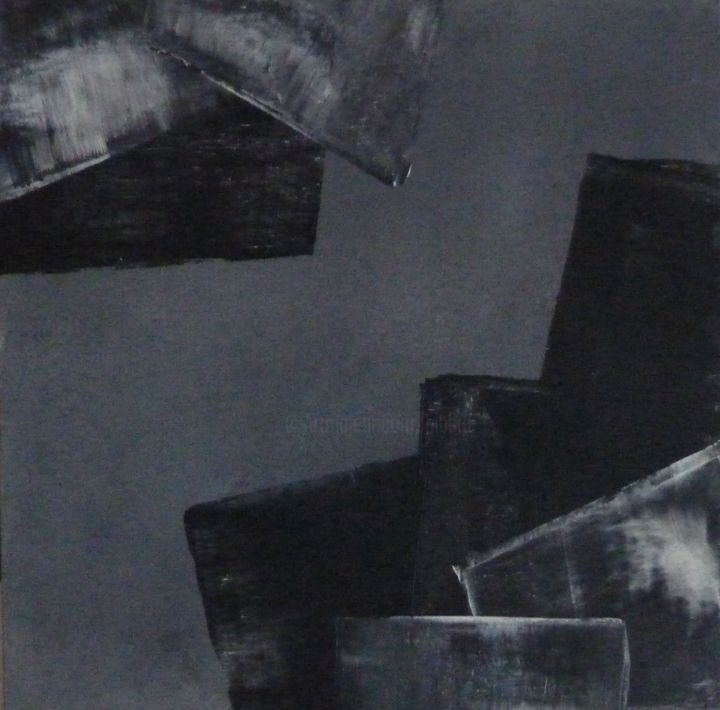 Peinture intitulée "composition en noir…" par Brigitte Bibard-Guillon, Œuvre d'art originale, Acrylique