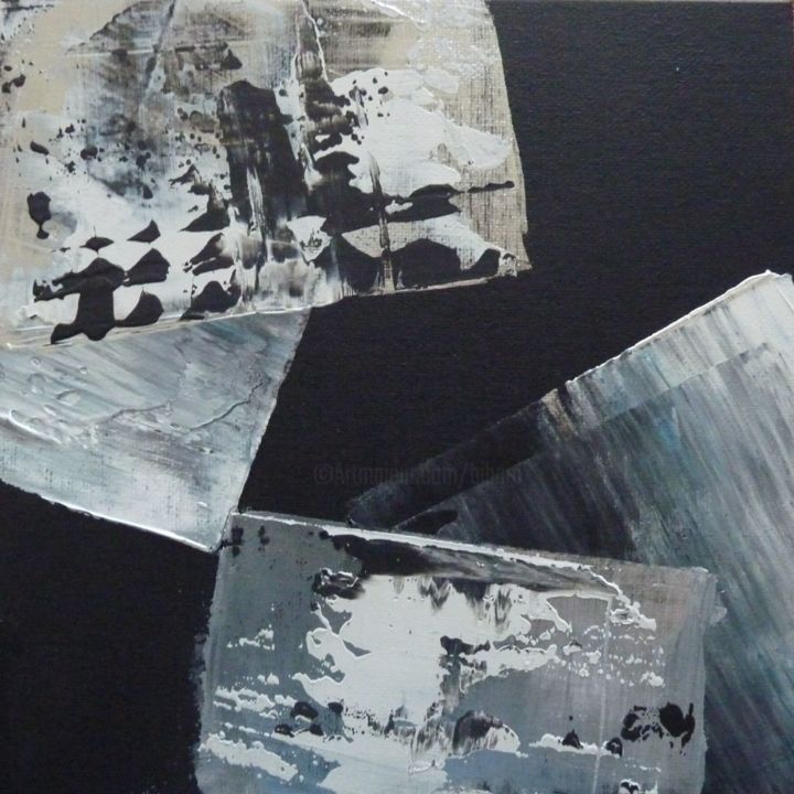 Ζωγραφική με τίτλο "composition en noir…" από Brigitte Bibard-Guillon, Αυθεντικά έργα τέχνης, Ακρυλικό