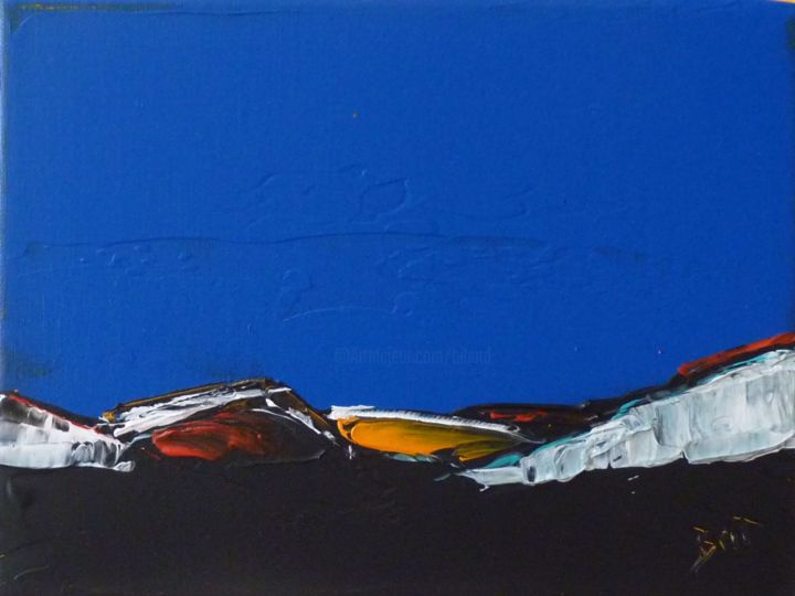 Painting titled "rectangle bleu 2" by Brigitte Bibard-Guillon, Original Artwork, Acrylic