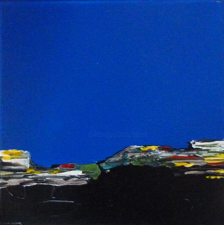 Painting titled "carré bleu 5" by Brigitte Bibard-Guillon, Original Artwork, Acrylic