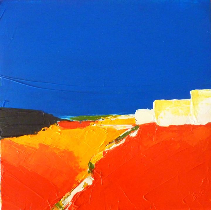 Peinture intitulée "paysage d'été 2" par Brigitte Bibard-Guillon, Œuvre d'art originale, Acrylique