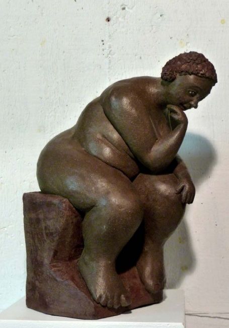 Sculpture intitulée "la penseuse de BiBi" par Bibi Blanchet, Œuvre d'art originale