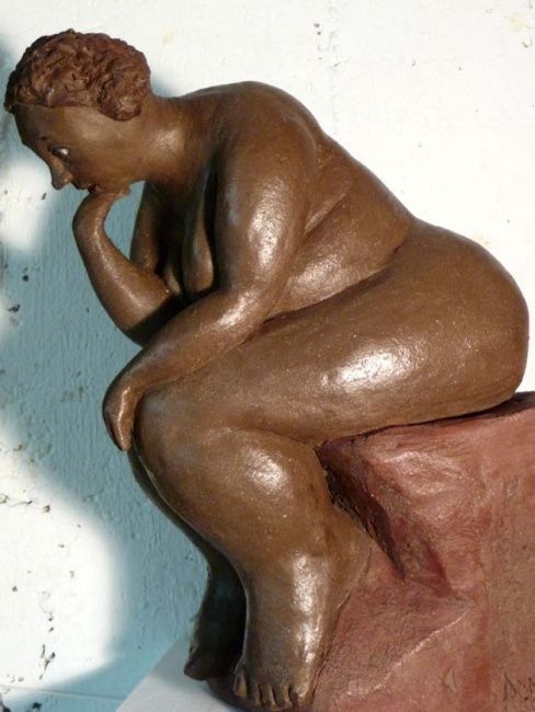 Sculpture intitulée "la penseuse de BiBi" par Bibi Blanchet, Œuvre d'art originale