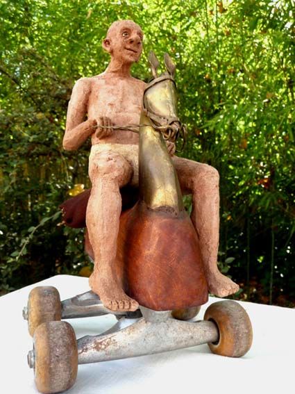 Sculpture titled "comme sur des roule…" by Bibi Blanchet, Original Artwork, Mixed Media