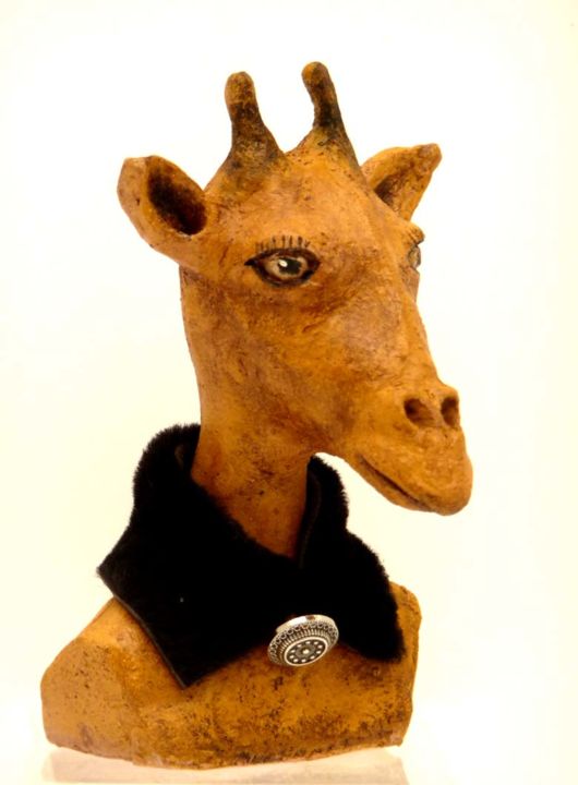 雕塑 标题为“girafe-1.jpg” 由Bibi Blanchet, 原创艺术品, 兵马俑