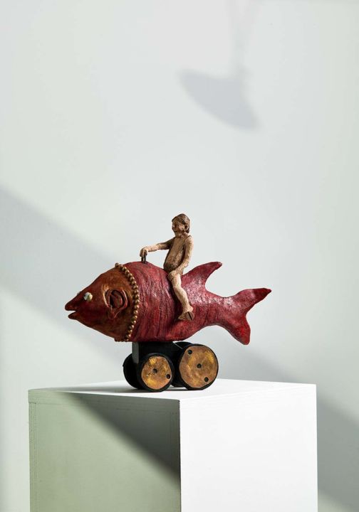 Sculpture titled "bulle et bob" by Bibi Blanchet, Original Artwork, Terra cotta