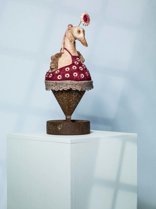Sculpture intitulée "fallait-pas-me-gave…" par Bibi Blanchet, Œuvre d'art originale, Terre cuite