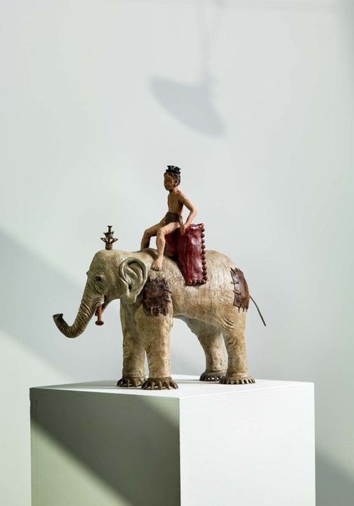 Sculpture intitulée "le petit prince s'e…" par Bibi Blanchet, Œuvre d'art originale, Terre cuite