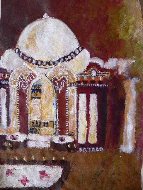 Painting titled "temple indou" by Miel, Original Artwork