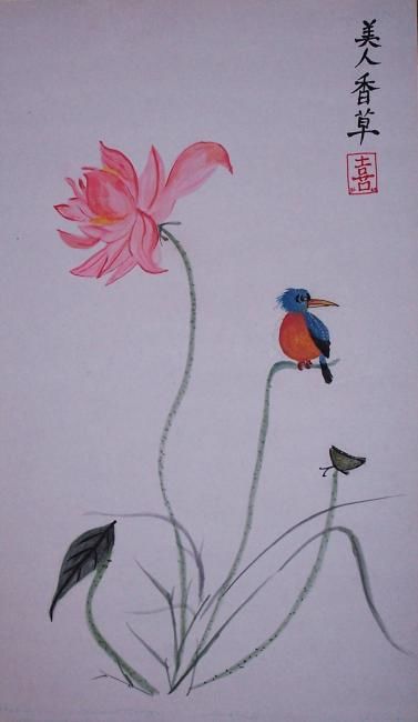 Peinture intitulée "oiseau" par Eve Martinetti, Œuvre d'art originale,