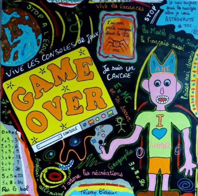 Painting titled "GAME OVER" by Thierry Bidaux, Original Artwork