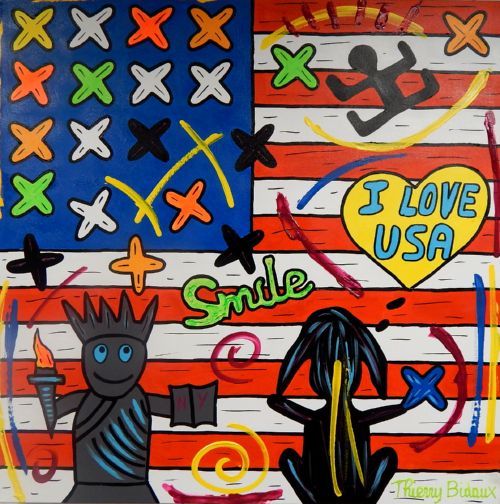 Peinture intitulée "I LOVE USA" par Thierry Bidaux, Œuvre d'art originale