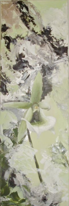 Painting titled "orchidée sur fond a…" by Veronique Chupin, Original Artwork, Acrylic