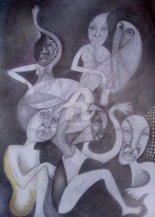 Drawing titled "Do nada ao complexo" by Salato Licenço, Original Artwork, Pencil