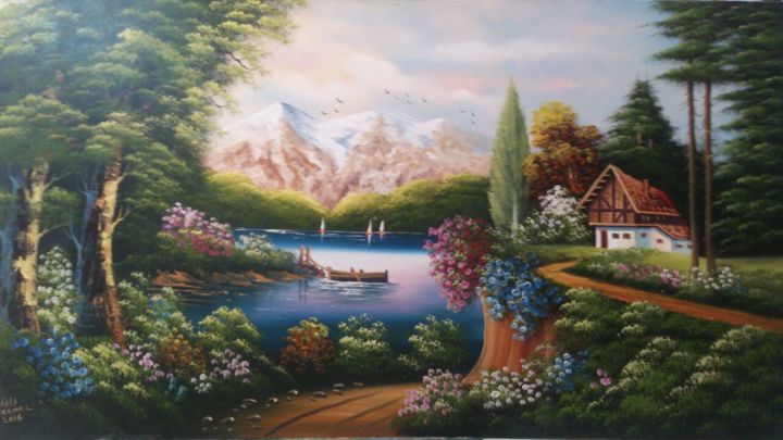 Painting titled "manzara64475" by Bi̇Hter Nazlican Taştan, Original Artwork