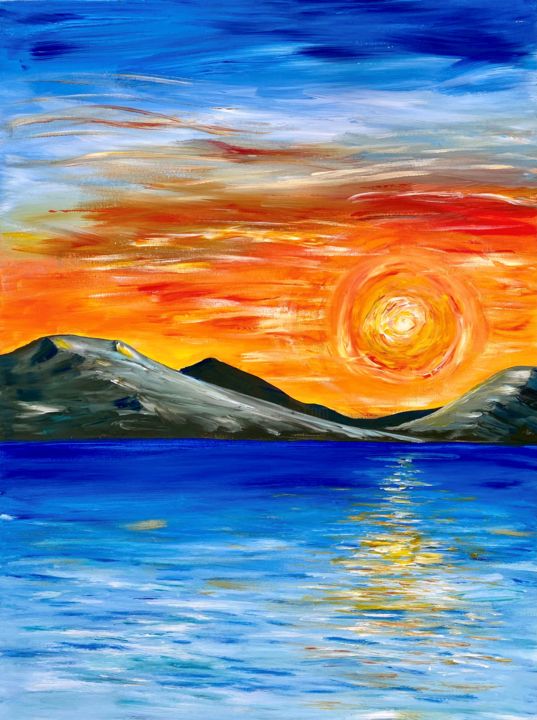 Peinture intitulée "Sunset" par Botagoz Abiken, Œuvre d'art originale, Acrylique