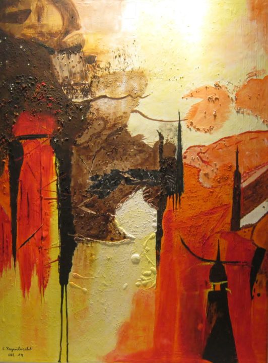 Malerei mit dem Titel "Abstrakte Kompositi…" von Elsbeth Regenbrecht, Original-Kunstwerk, Acryl