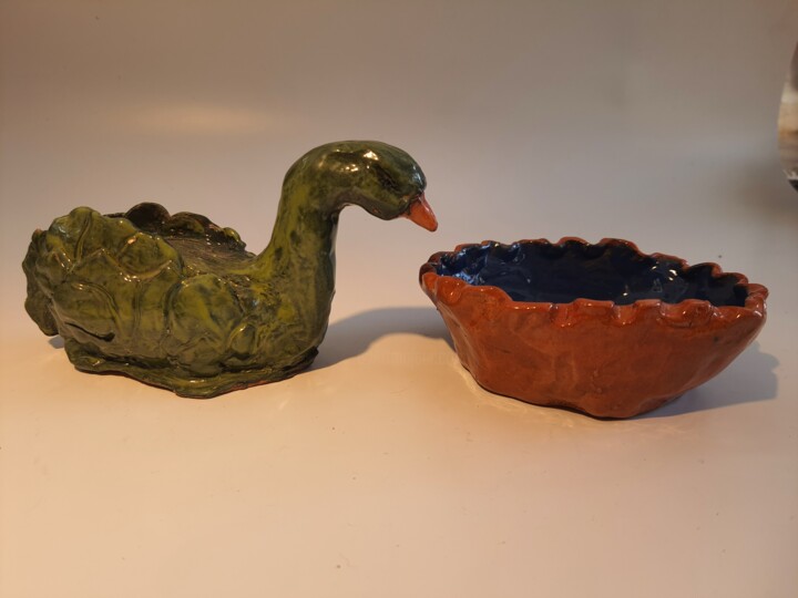 Sculpture titled "My Childhood Duck" by Bilge Dogrucuoglu, Original Artwork, Ceramics