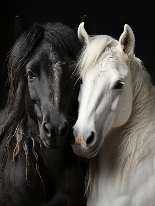 Arts numériques intitulée "Horses 2" par Bilge Paksoylu, Œuvre d'art originale, Image générée par l'IA