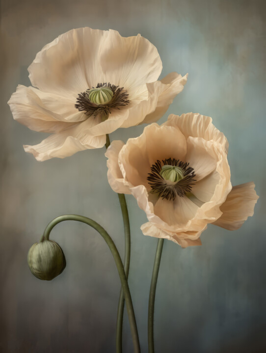 Digital Arts titled "Poppies 33" by Bilge Paksoylu, Original Artwork, AI generated image