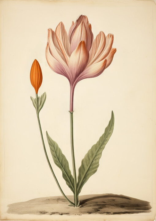 Arte digitale intitolato "Vintage Floral Art" da Bilge Paksoylu, Opera d'arte originale, Immagine generata dall'IA
