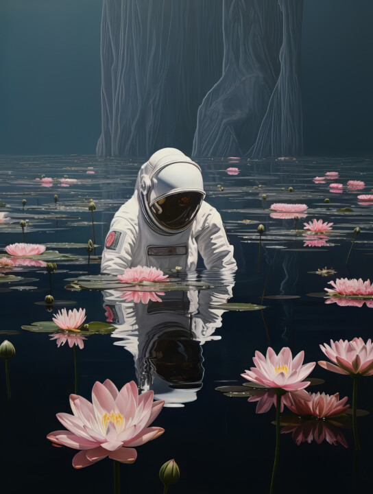 Digital Arts titled "Lost Astronaut" by Bilge Paksoylu, Original Artwork, AI generated image