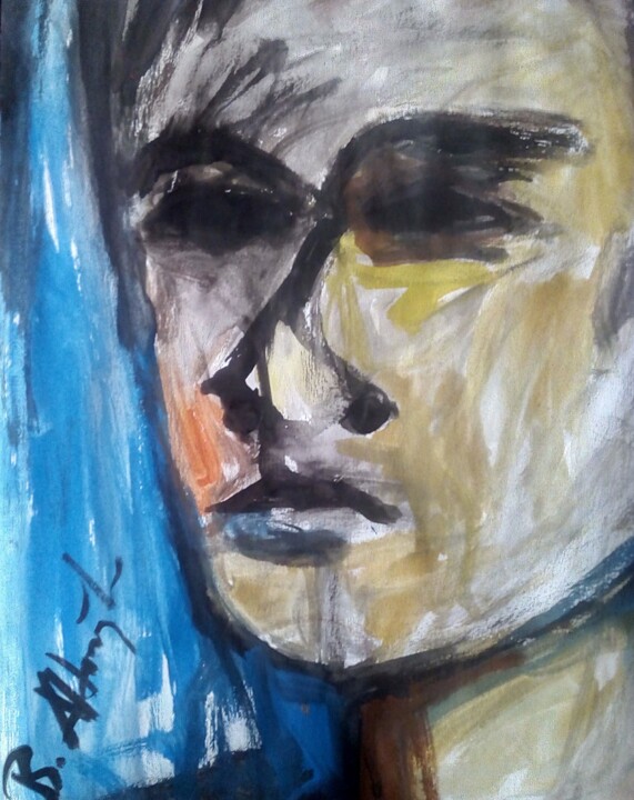 Schilderij getiteld "Face" door Bilgehan Altinoglu, Origineel Kunstwerk, Silverpoint