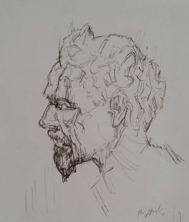 "Head" başlıklı Tablo Bilgehan Altinoglu tarafından, Orijinal sanat, Tükenmez kalem