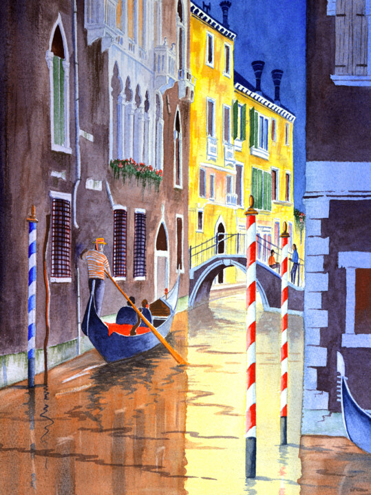 Painting titled "Reflections of Veni…" by Bill Holkham, Original Artwork, Watercolor