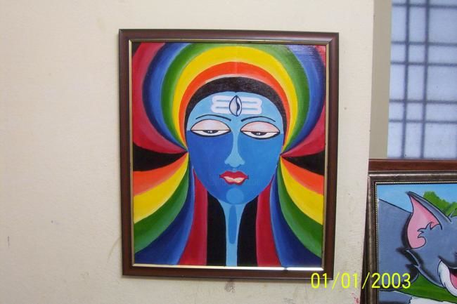 Peinture intitulée "shiva shambo" par Billa Narasimmha, Œuvre d'art originale, Huile