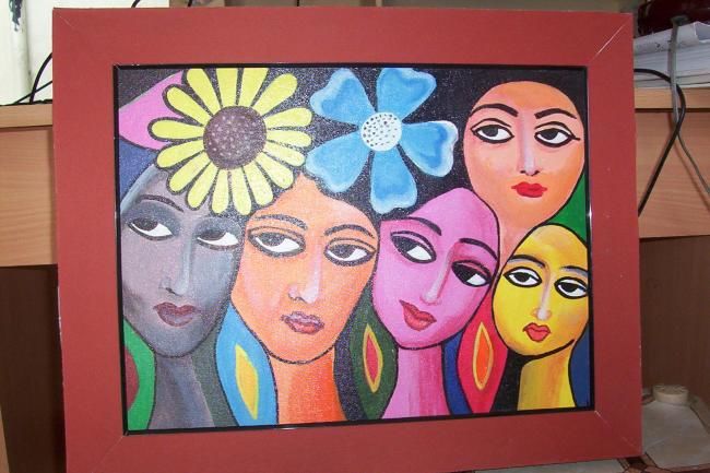 Peinture intitulée "colorful faces" par Billa Narasimmha, Œuvre d'art originale, Huile