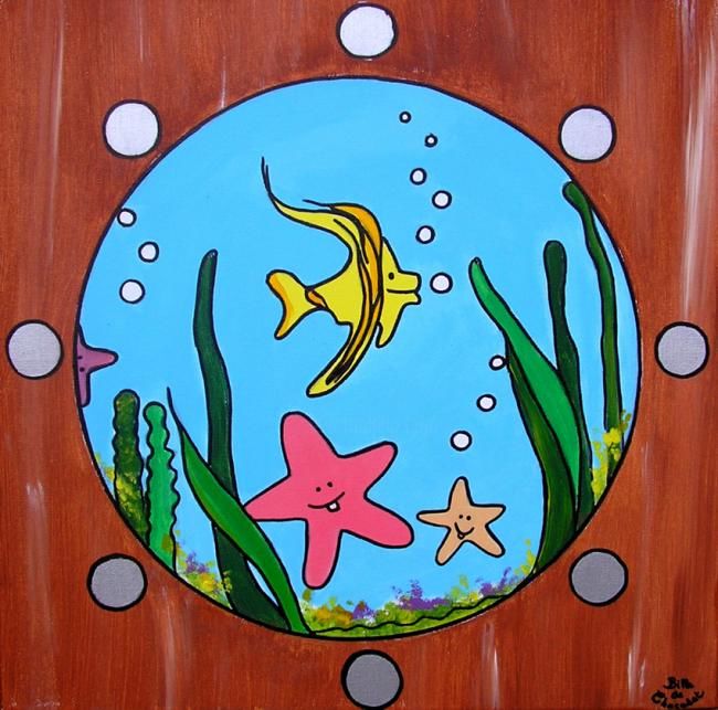 Peinture intitulée "FOND DES OCEANS" par N Bille De Chocolat, Œuvre d'art originale, Huile