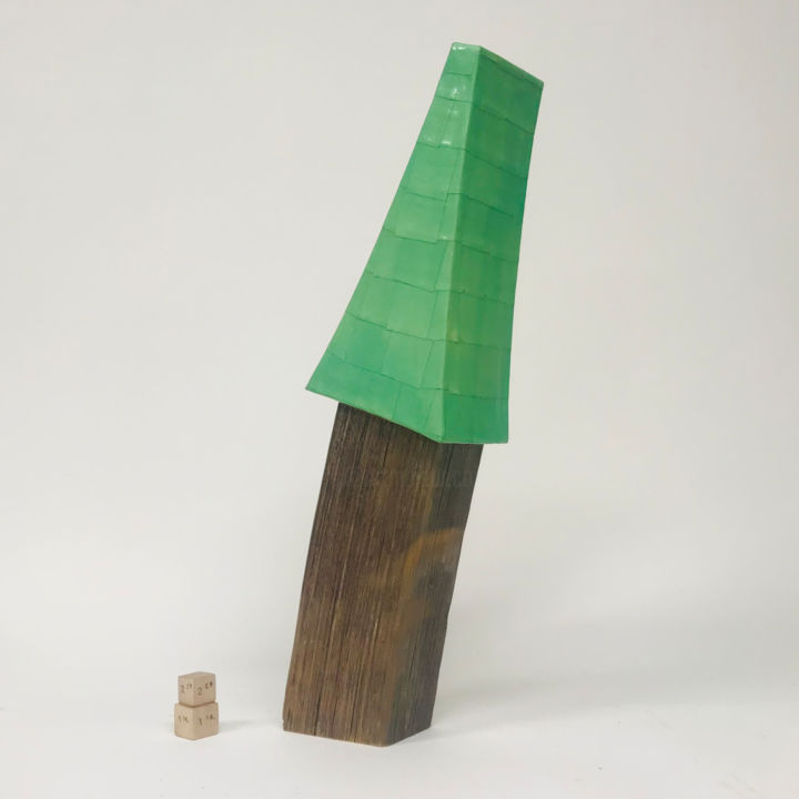 Sculpture intitulée "House Tree" par Bill Enck, Œuvre d'art originale, Bois