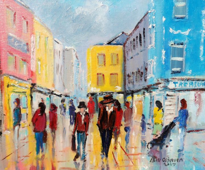 "Galway Shop St. Wet…" başlıklı Tablo Bill O'Brien tarafından, Orijinal sanat, Petrol
