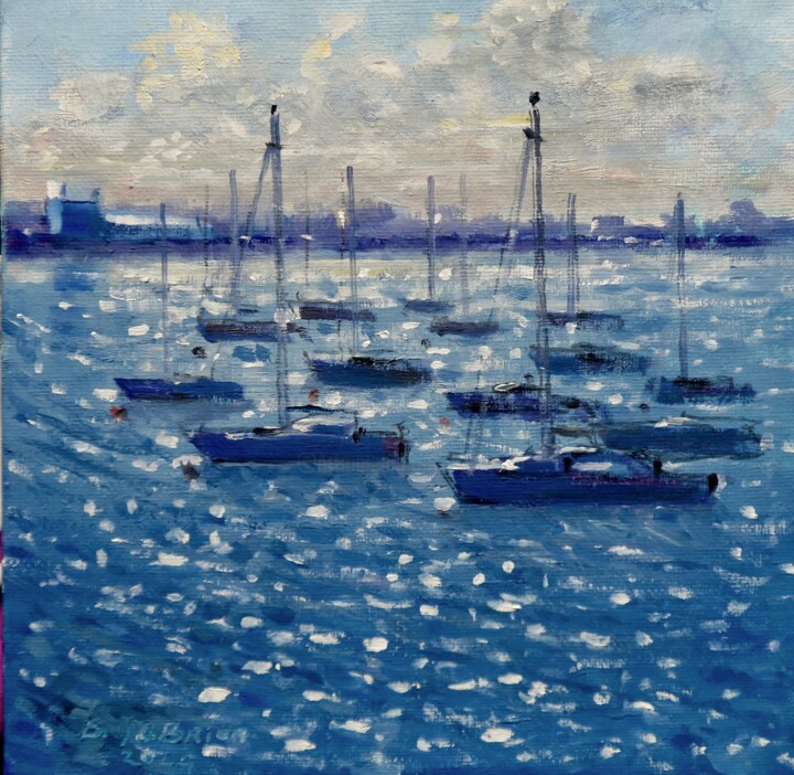 Pintura intitulada "Howth Harbour Dubli…" por Bill O'Brien, Obras de arte originais, Óleo