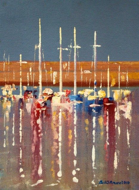 Painting titled "Howth Yachts V" by Bill O'Brien, Original Artwork, Oil