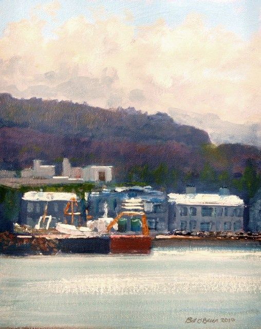 Painting titled "Howth Harbour V" by Bill O'Brien, Original Artwork, Oil